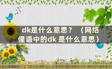 dk是什么意思？ （网络俚语中的dk 是什么意思）